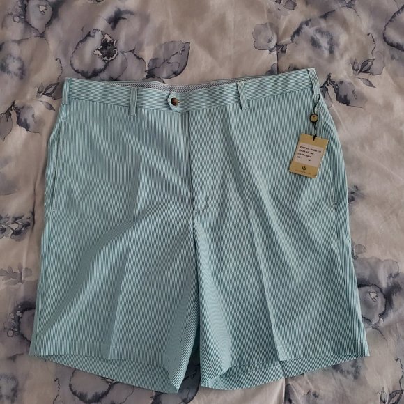 Men's - Donald Ross Golf Shorts - aqua striped - NWT - Picture 3 of 7